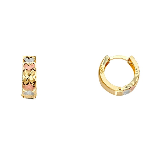 14k Tri Color Gold Huggie Earrings 14k Tri Color Gold Huggie Earrings
